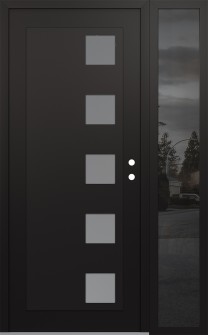 Diamond C5 48" x 80" black/white frosted Glass Panel black LHI with Sidelite mirrored Glass