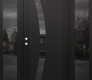 Modern Steel Front Door Diamond C4 64" x 80" black/black mirrored Glass Panel black RHI with 2 Sidelites mirrored Glass