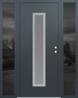 DIAMOND A11 68" X 80" ANTHRACITE/ANTHRACITE FROSTED GLASS PANEL STAINLESS STEEL LHI WITH 2 SIDELITES MIRRORED GLASS