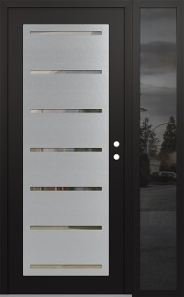 Diamond C11 48" x 80" black/black clear Glass Panel stainless steel LHI with Sidelite mirrored Glass