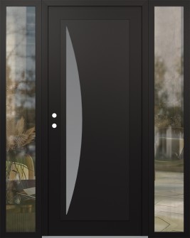 Diamond C13 68" x 80" black/white frosted Glass Panel black RHI with 2 Sidelites clear Glass
