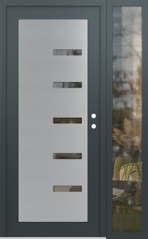 Diamond C8 48" x 80" anthracite/anthracite clear Glass Panel stainless steel LHI with Sidelite clear Glass