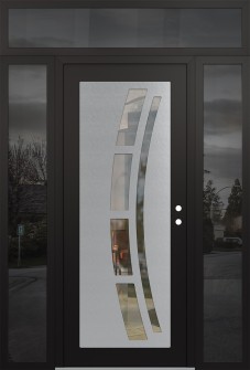 Diamond C12 68" x 96" black/black clear Glass Panel stainless steel LHI with 2 Sidelites and Transom mirrored Glass