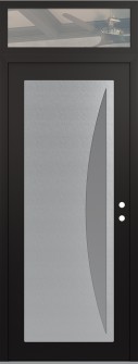 Diamond C13 36" x 96" black/white frosted Glass Panel stainless steel LHI with Transom clear Glass