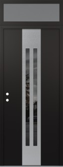DIAMOND A8 36" X 96" BLACK/BLACK MIRRORED GLASS PANEL STAINLESS STEEL RHI WITH TRANSOM FROSTED GLASS
