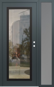 Diamond C1 52" x 80" anthracite/anthracite clear Glass Panel black LHI with Sidelite frosted Glass