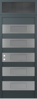Diamond D5 36" x 96" anthracite/anthracite frosted Glass Panel stainless steel RHI with Transom mirrored Glass