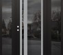 Modern Steel Front Door Diamond C15 60" x 80" black/black mirrored Glass Panel stainless steel RHI with 2 Sidelites mirrored Glass