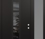Modern Steel Front Door DIAMOND A10 52" X 96" BLACK/BLACK MIRRORED GLASS PANEL BLACK LHI WITH SIDELITE AND TRANSOM FROSTED GLASS