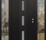 Modern Steel Front Door DIAMOND A7 68" X 80" BLACK/WHITE FROSTED GLASS PANEL BLACK LHI WITH 2 SIDELITES CLEAR GLASS