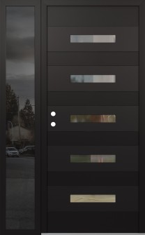 Diamond D9 52" x 80" black/black clear Glass Panel black RHI with Sidelite mirrored Glass