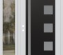 Modern Steel Front Door Diamond C3 48" x 80" white/white frosted Glass Panel black RHI with Sidelite clear Glass
