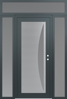 Diamond C13 64" x 96" anthracite/anthracite frosted Glass Panel stainless steel LHI with 2 Sidelites and Transom frosted Glass