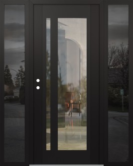 Diamond C15 64" x 80" black/black clear Glass Panel black RHI with 2 Sidelites mirrored Glass