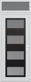 Diamond C2 36" x 96" white/white frosted Glass Panel black LHI with Transom frosted Glass