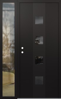 DIAMOND A12 52" X 80" BLACK/BLACK MIRRORED GLASS PANEL BLACK RHI WITH SIDELITE CLEAR GLASS