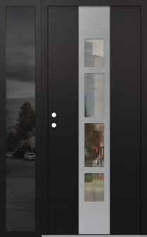 DIAMOND A10 52" X 80" BLACK/BLACK CLEAR GLASS PANEL STAINLESS STEEL RHI WITH SIDELITE MIRRORED GLASS