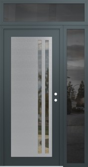 Diamond C6 48" x 96" anthracite/anthracite clear Glass Panel stainless steel LHI with Sidelite and Transom mirrored Glass