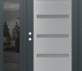 Modern Steel Front Door Diamond C7 50" x 80" anthracite/anthracite frosted Glass Panel stainless steel RHI with Sidelite mirrored Glass