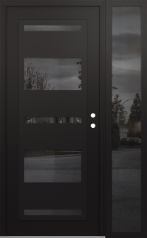 Diamond C10 52" x 80" black/black mirrored Glass Panel black LHI with Sidelite mirrored Glass