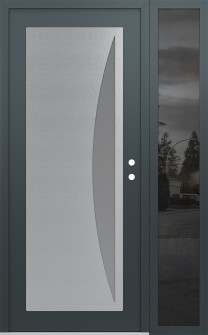 Diamond C13 52" x 80" anthracite/anthracite frosted Glass Panel stainless steel LHI with Sidelite mirrored Glass