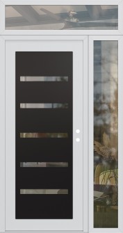 Diamond C7 50" x 96" white/white clear Glass Panel black LHI with Sidelite and Transom clear Glass