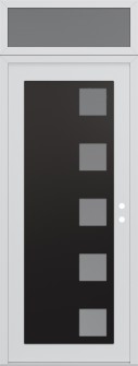 Diamond C5 36" x 96" white/white frosted Glass Panel black LHI with Transom frosted Glass