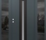 Modern Steel Front Door DIAMOND A2 68" X 80" ANTHRACITE/ANTHRACITE FROSTED GLASS PANEL BLACK RHI WITH 2 SIDELITES MIRRORED GLASS