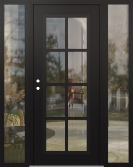 Diamond C16 60" x 80" black/black clear Glass Panel black RHI with 2 Sidelites clear Glass