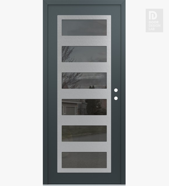 Modern Steel Front Door Diamond C9 36" x 80" anthracite/anthracite mirrored Glass Panel stainless steel LHI