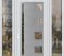 Modern Steel Front Door Diamond C3 64" x 96" white/white clear Glass Panel stainless steel RHI with 2 Sidelites and Transom clear Glass