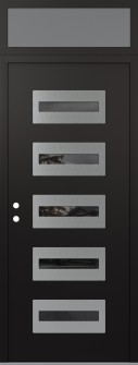 Diamond D4 36" x 96" black/black Mirrored Glass Panel stainless steel RHI with Transom frosted Glass