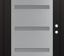 Modern Steel Front Door Diamond C7 36" x 80" black/white frosted Glass Panel stainless steel LHI