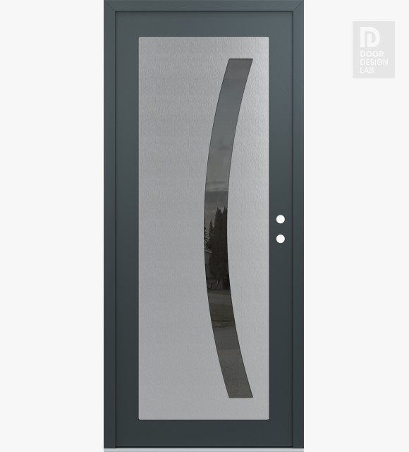 Modern Steel Front Door Diamond C4 36" x 80" anthracite/anthracite mirrored Glass Panel stainless steel LHI