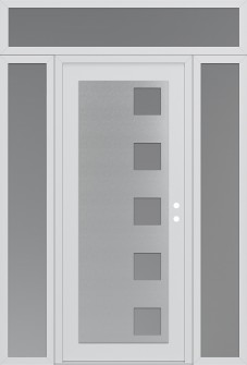 Diamond C5 60" x 96" white/white frosted Glass Panel stainless steel LHI with 2 Sidelites and Transom frosted Glass