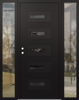 Diamond D6 64" x 80" black/black mirrored Glass Panel black RHI with 2 Sidelites clear Glass