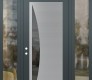 Modern Steel Front Door Diamond C13 64" x 96" anthracite/anthracite mirrored Glass Panel stainless steel RHI with 2 Sidelites and Transom clear Glass