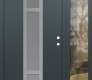 Modern Steel Front Door DIAMOND A9 48" X 80" ANTHRACITE/ANTHRACITE FROSTED GLASS PANEL STAINLESS STEEL LHI WITH SIDELITE CLEAR GLASS