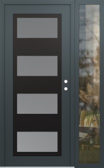 Diamond C2 50" x 80" anthracite/anthracite frosted Glass Panel black LHI with Sidelite clear Glass