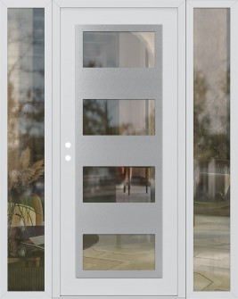 Diamond C2 60" x 80" white/white clear Glass Panel stainless steel RHI with 2 Sidelites clear Glass