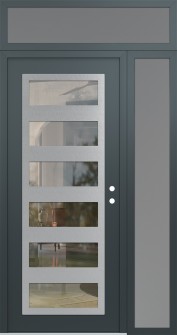 Diamond C9 52" x 96" anthracite/anthracite clear Glass Panel stainless steel LHI with Sidelite and Transom frosted Glass