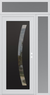 Diamond C4 50" x 96" white/white clear Glass Panel black LHI with Sidelite and Transom frosted Glass