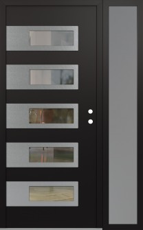 Diamond D3 50" x 80" black/black clear Glass Panel stainless steel LHI with Sidelite frosted Glass