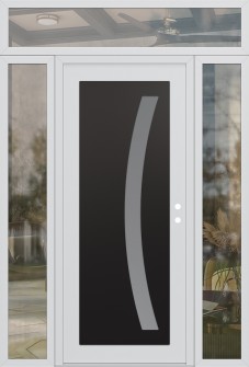 Diamond C4 68" x 96" white/white frosted Glass Panel black LHI with 2 Sidelites and Transom clear Glass