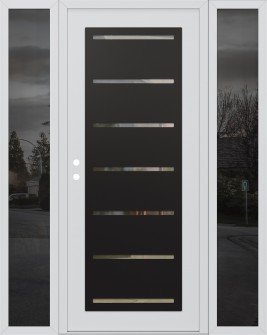 Diamond C11 68" x 80" white/white clear Glass Panel black RHI with 2 Sidelites mirrored Glass