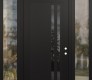 Modern Steel Front Door Diamond C6 68" x 96" black/black mirrored Glass Panel black LHI with 2 Sidelites and Transom clear Glass