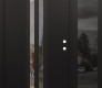 Modern Steel Front Door DIAMOND A8 52" X 80" BLACK/BLACK CLEAR GLASS PANEL BLACK LHI WITH SIDELITE MIRRORED GLASS