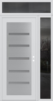 Diamond C7 50" x 96" white/white frosted Glass Panel stainless steel LHI with Sidelite and Transom mirrored Glass