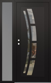 Diamond C12 50" x 80" black/black clear Glass Panel black RHI with Sidelite frosted Glass