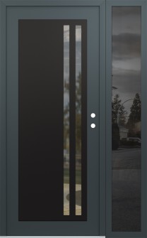 Diamond C6 48" x 80" anthracite/anthracite clear Glass Panel black LHI with Sidelite mirrored Glass